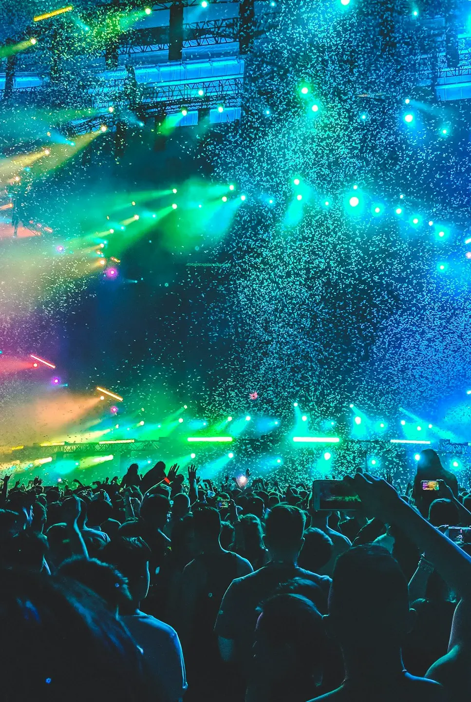 group of people in front of stage